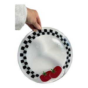 Checkered Fused Glass Tomato‎ Plate